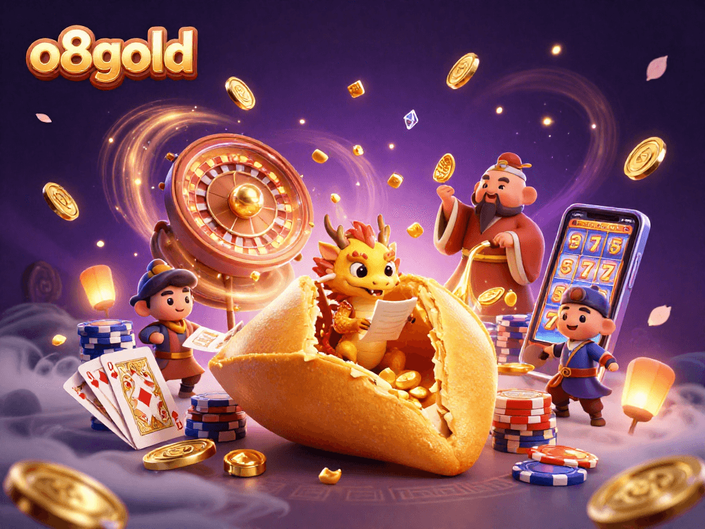 Experience the thrill of o8gold with dynamic slots and golden treasures swirling in a magical scene.