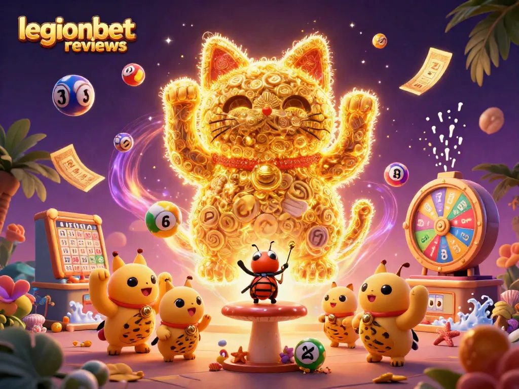 Engage in legionbet reviews with the vibrant colorful world of casino symbols and lucky characters.
