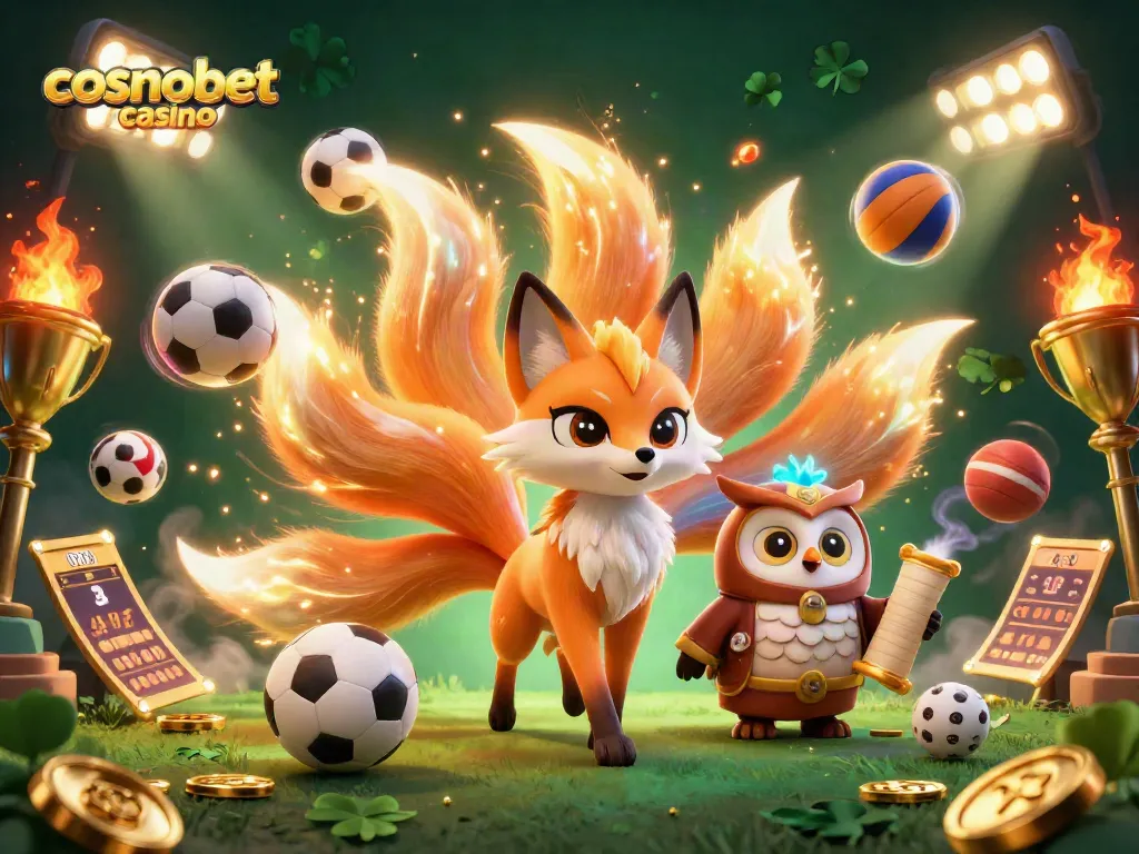Experience the thrill at cosmobet casino with vibrant characters, sports elements, and winning energy!