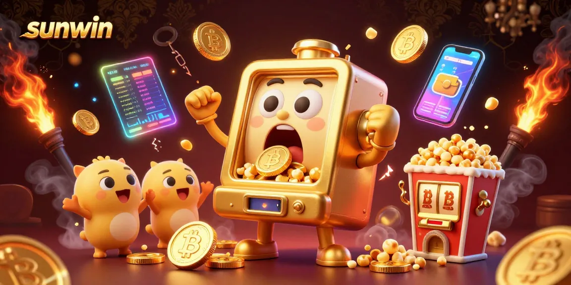 Experience the excitement of winning at sunwin with this vibrant slot machine jackpot scene full of colorful elements.